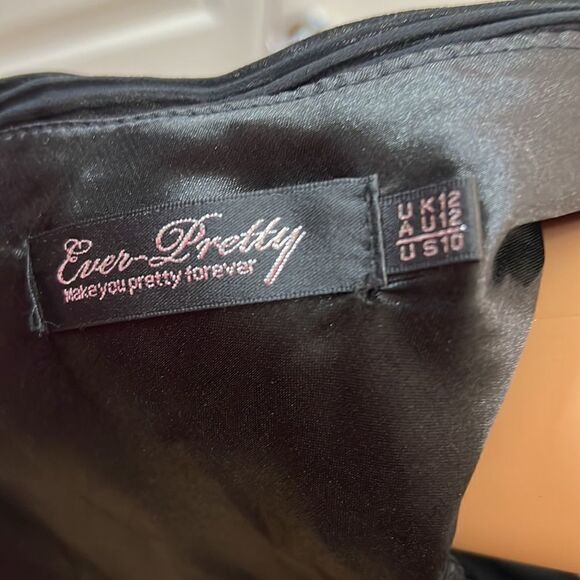 Ever Pretty Black Dress US 10 V Neck Lined Sash Waist Maxi Formal 💯 Polyester - Picture 7 of 8